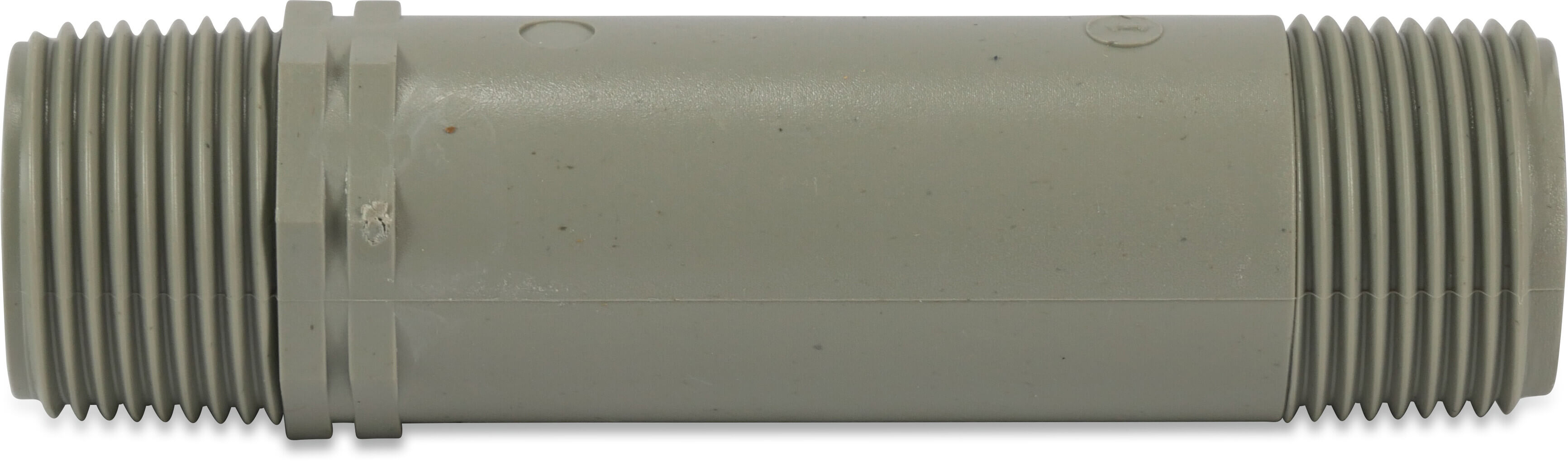 Pijpnippel PVC 3/4" buitendraad 10bar grijs 300 mm